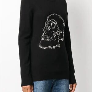 Philipp Plein Black Crewneck Sweater with Crystal Skull Detail